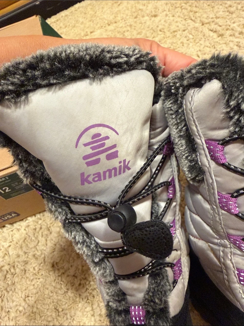 Kamik Kids Black Gray and Purple Winter Snow Boots